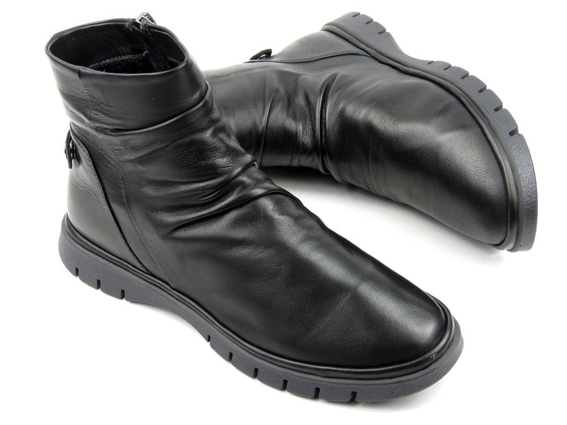 Botki damskie na suwak - MANITU 990045-01, czarne