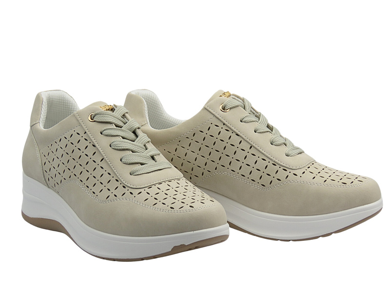 Sneakersy damskie ażurowe beżowe INBLU IC-40