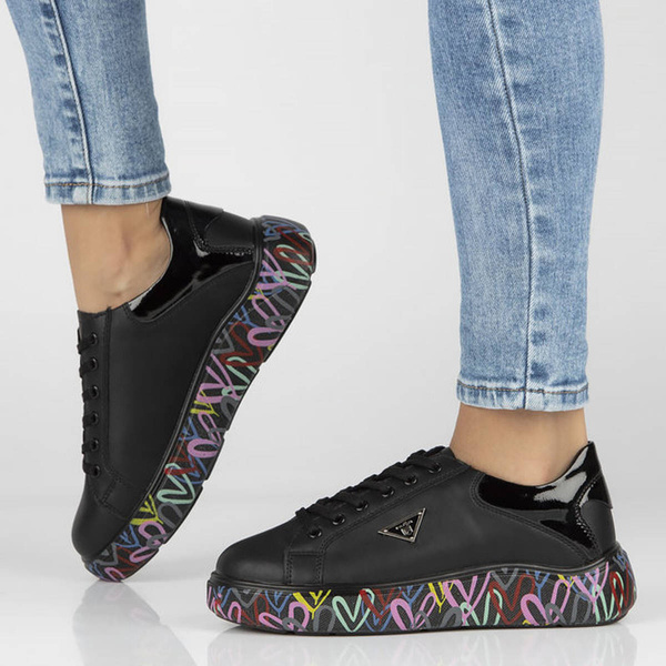 Skórzane sneakersy damskie Filippo DP4480/23, czarne