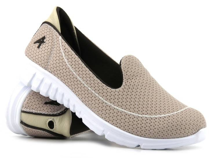 Materiałowe buty damskie sportowe - Artiker 50C1176, beżowe