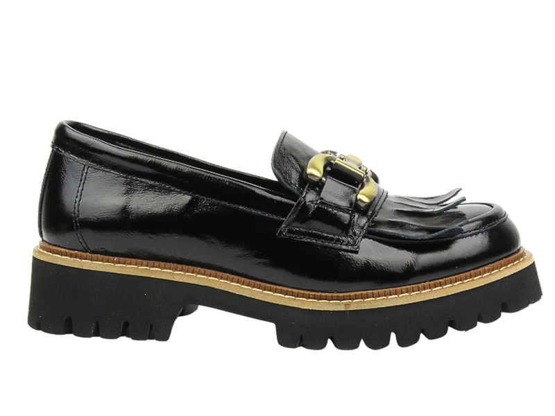 Wygodne lordsy damskie na grubej platformie - VENEZIA E006PABLOBM041, czarne