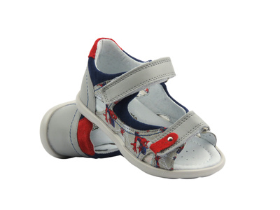 Skórzane sandały dziecięce na rzepy szare Jamet 262