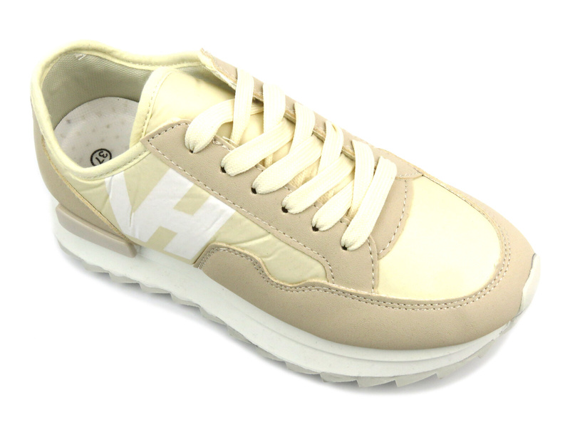 Sneakersy damskie na platformie - Potocki 24-16311, beżowe