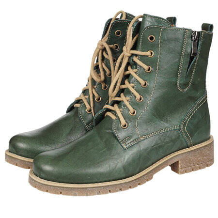 Skórzane botki damskie- Syrena 4038, zielone