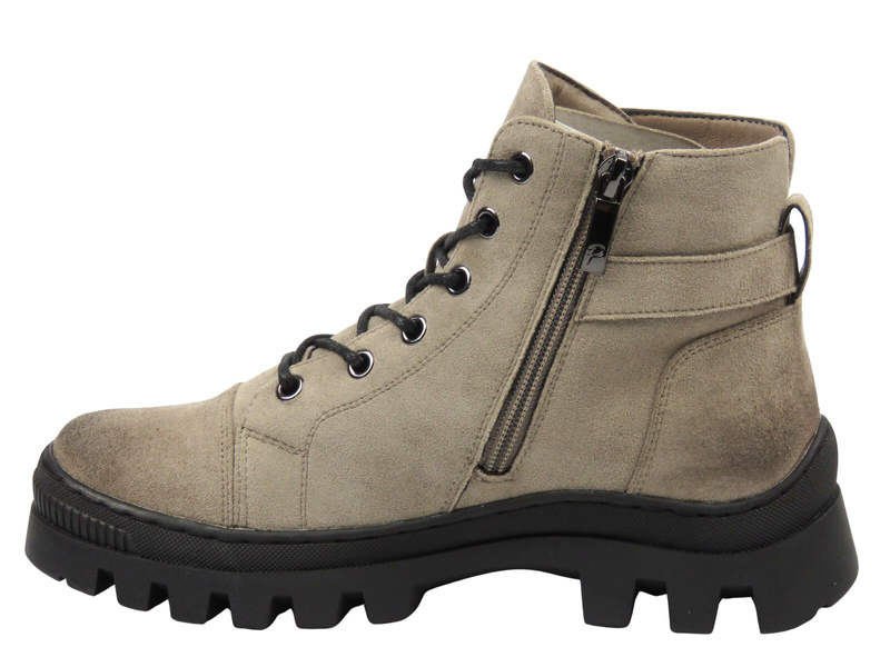 Ocieplane botki damskie - Potocki 25-19317, khaki