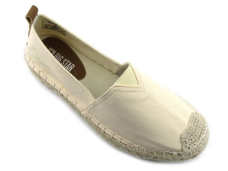 Espadryle damskie z plecioną podeszwą - BIG STAR HH274501, beżowe