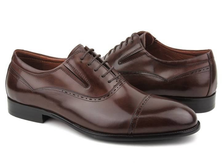 Eleganckie półbuty męskie, brogsy, oksfordy Brooman T83-294-AB44, brązowe