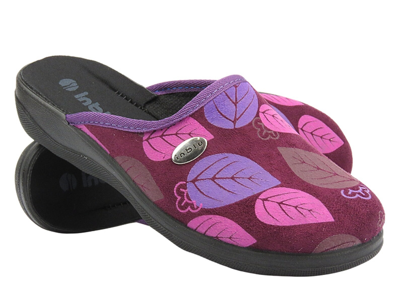 Kapcie Domowe  Damskie - INBLU CU-5F Śliwkowy- Wsuwane 