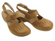 Skórzane sandały damskie na koturnie jasnobrązowe HELIOS Komfort 150