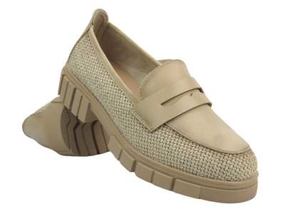 Eleganckie półbuty mokasyny damskie - Potocki 25-12632, beżowe