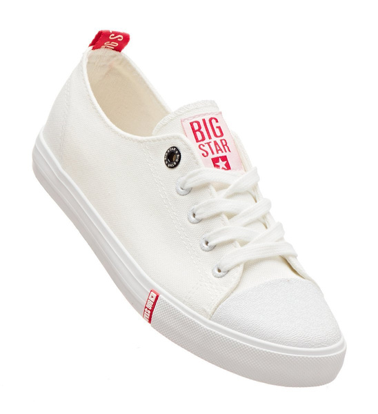 Trampki damskie, buty sportowe Big Star FF274087, białe z czerwonymi elementami