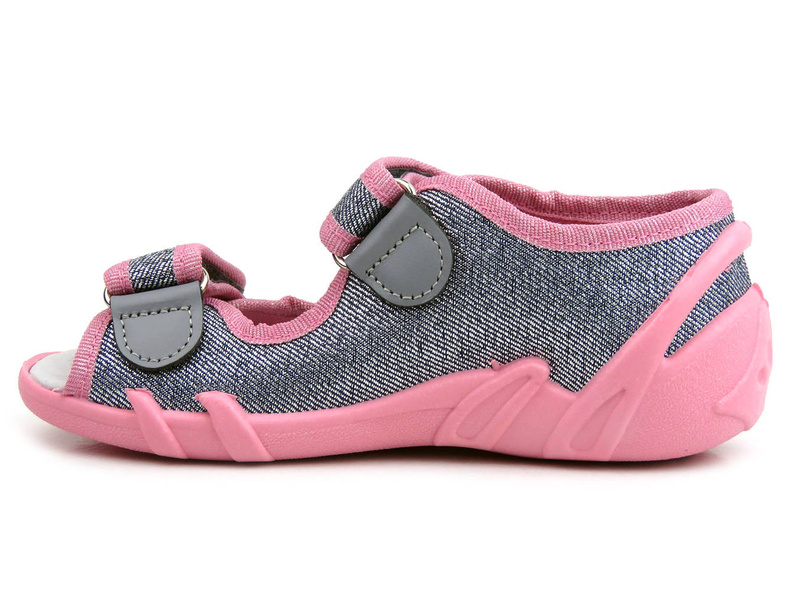 Sandały dziecięce z brokatem - RenBut 33378P0738, srebrne z serduszkiem