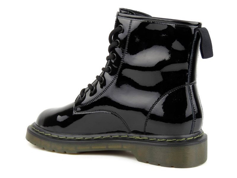 Botki damskie, martensy ze skóry lakierowanej - GOE II2N4050, czarne