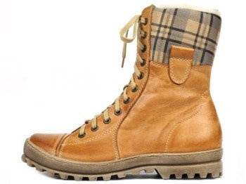 Wysokie trapery damskie ocieplone naturalną wełną - HELIOS KOMFORT 611, brązowe