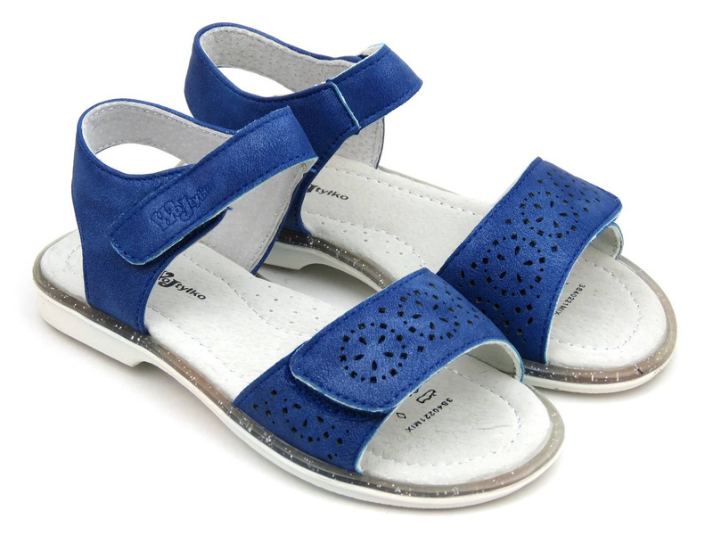 Sandały dziecięce polskiego producenta - WOJTYŁKO 40221, granatowe