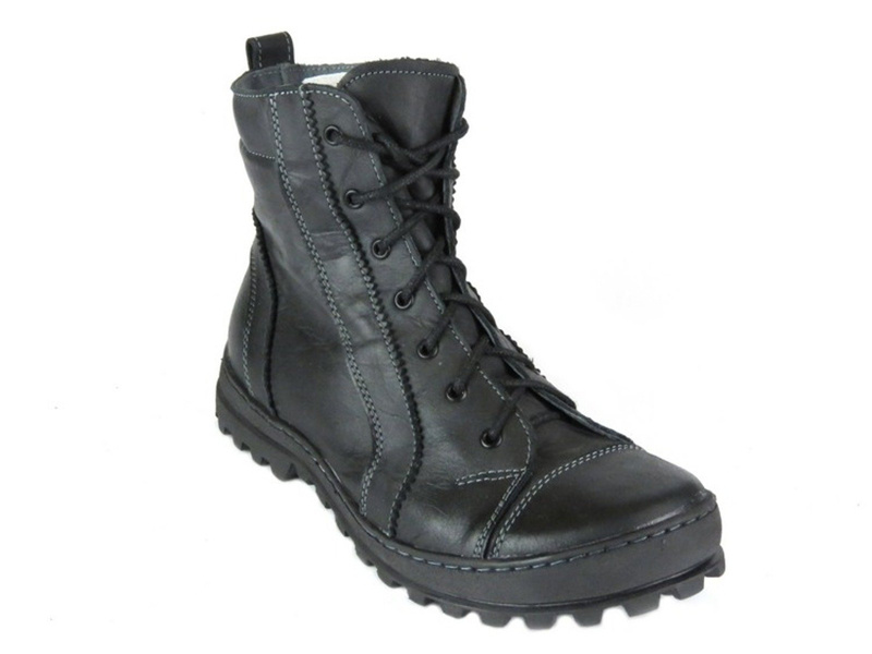 Wygodne trapery damskie ocieplone wełną - HELIOS Komfort 627, grafitowe