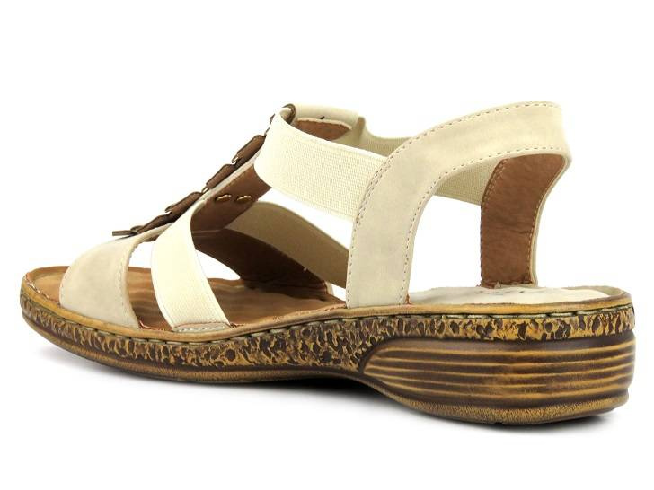 Sandałki damskie z gumkami - Evento 22SD35-4940, beżowe