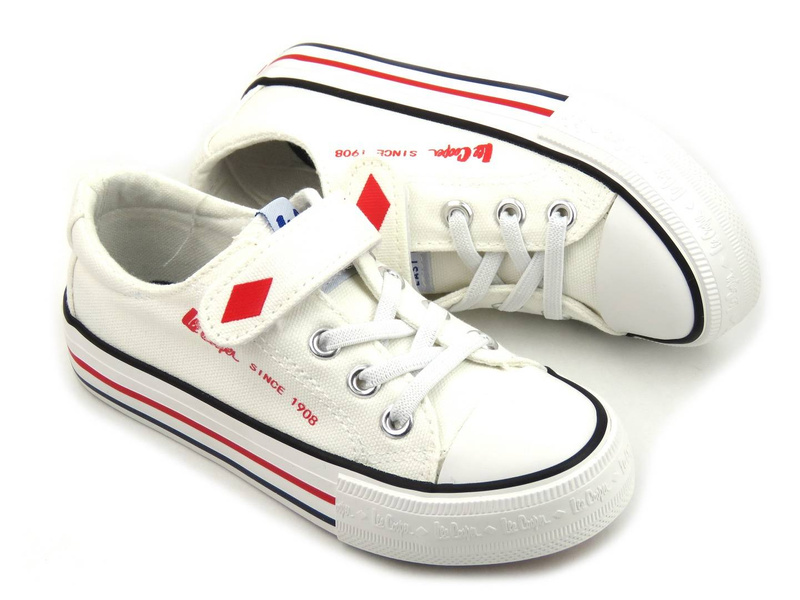 Trampki dziecięce na rzep - LEE COOPER LCW-22-44-0804K, białe