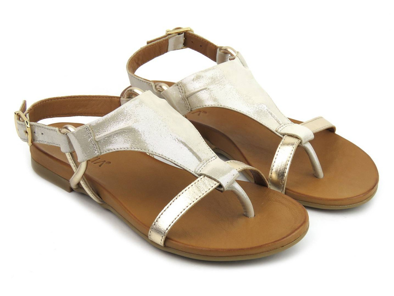 Sandały damskie, japonki z paskiem - VENEZIA METI 030020059, złote