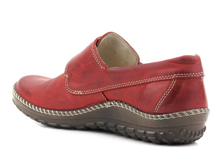 Wygodne półbuty damskie z zapięciem na rzep - HELIOS Komfort J-03, bordowe