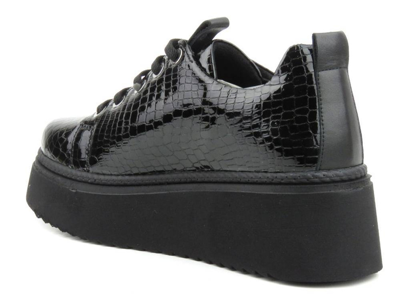 Sneakersy damskie na platformie - VENEZIA D23KA3360, czarne