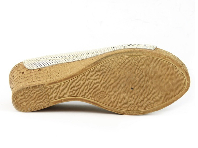 Miękkie klapki damskie na koturnie - Agxbut 500, granatowe