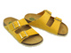 Skórzane klapki damskie - Dr Brinkmann 700696-06, żółte