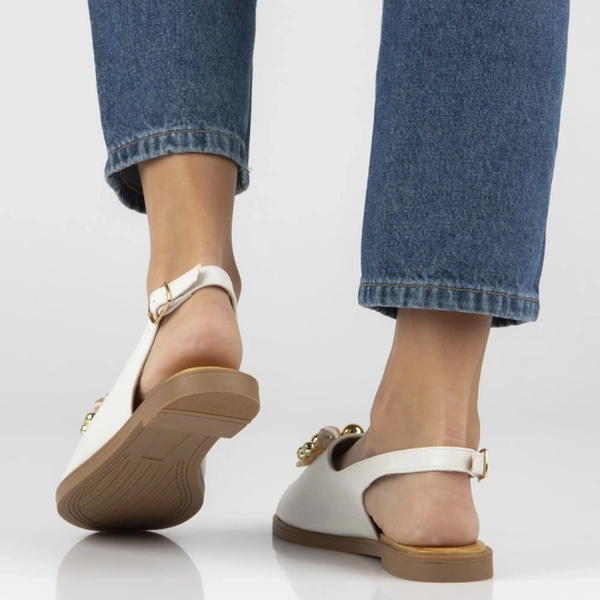 Skórzane sandały damskie Filippo DS7892/26, białe