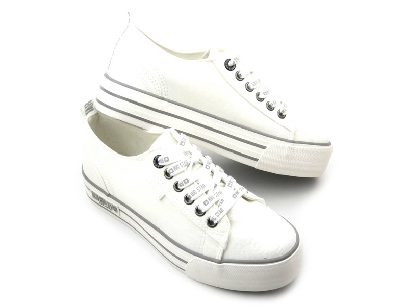 Trampki damskie na grubej podeszwie - BIG STAR KK274012, białe