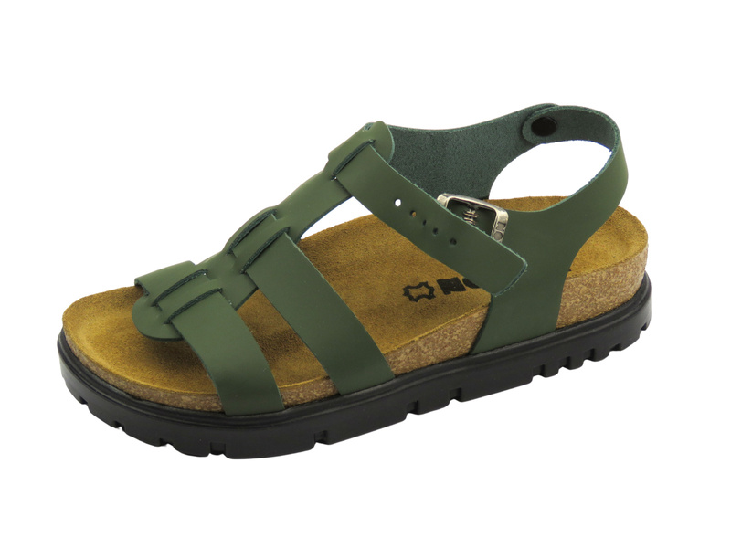 Skórzane sandały damskie zielone Leon 6300