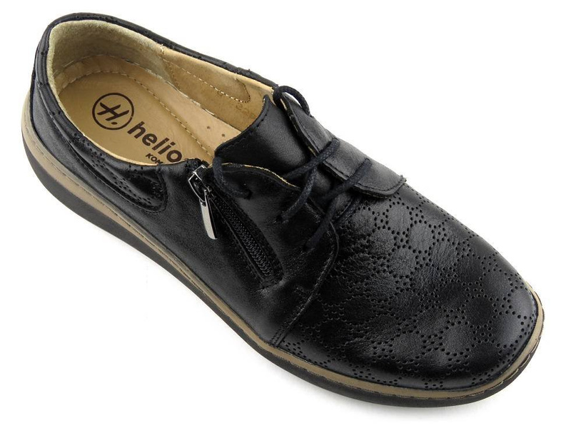 Półbuty damskie z ozdobną cholewką - Helios Komfort 328S, czarne