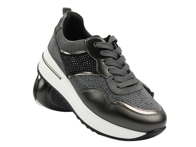 Sneakersy damskie z kryształkami szare INBLU IN-397