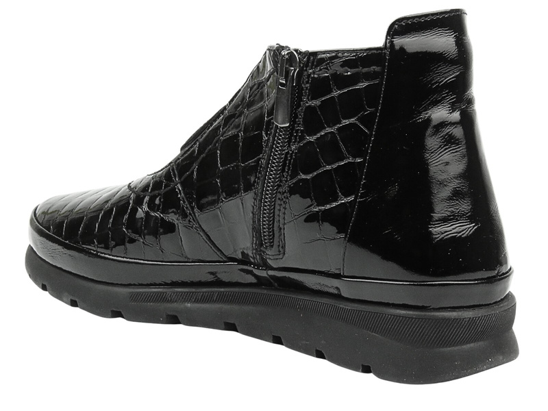 Botki, trzewiki damskie lakierowane - VENEZIA L007CRBLOBB034, czarne na suwak