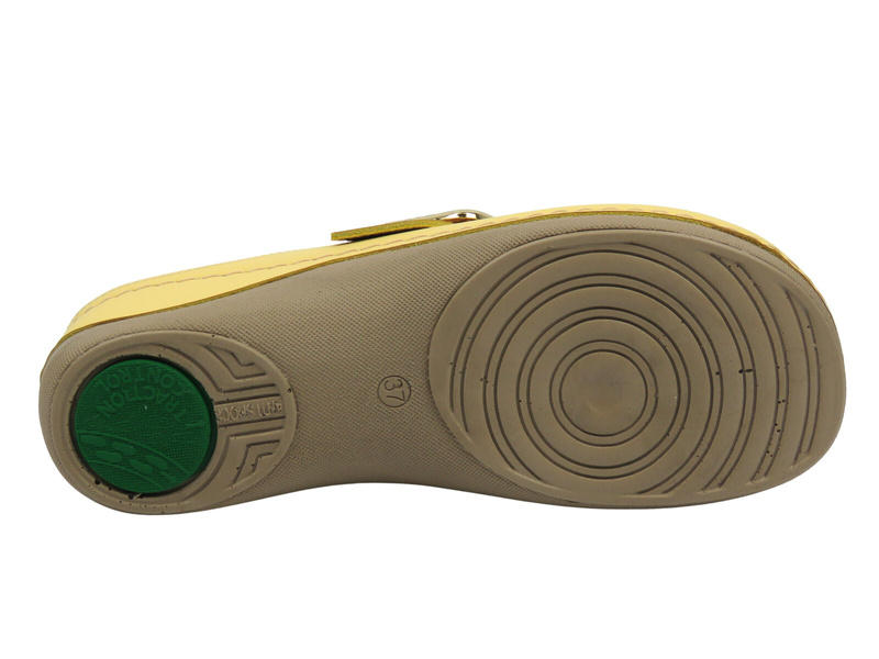 Skórzane klapki damskie żółte Leon 933