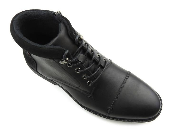 Eleganckie trzewiki męskie ze skóry naturalnej - AMERICAN CLUB CY67/22, czarne