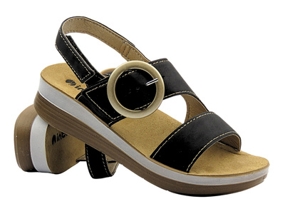 Sandały damskie na koturnie na rzep INBLU FT-21, czarne