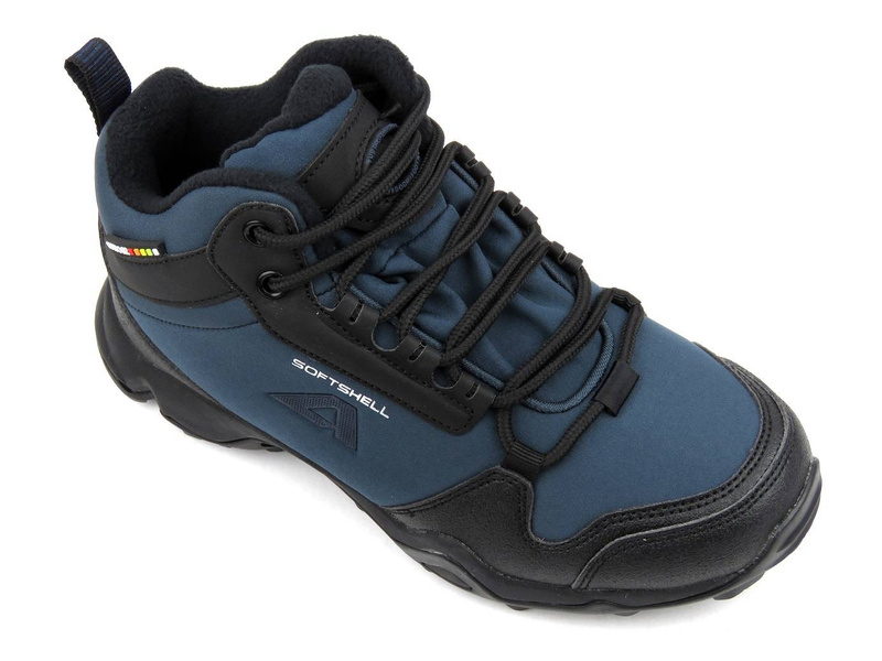 Ciepłe trekkingi młodzieżowe z softshell - AMERICAN CLUB WT64/21(22), granatowe