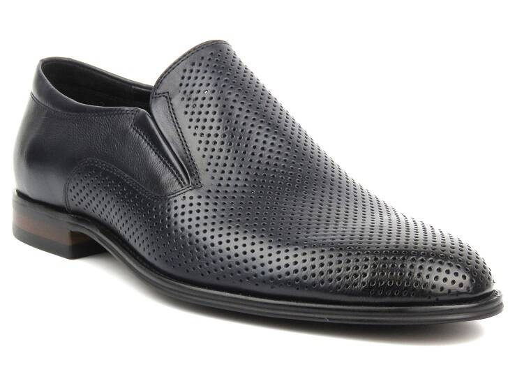 Eleganckie loafersy, półbuty męskie - JOHN DOUBARE A0047-705HB-5G, niebieskie