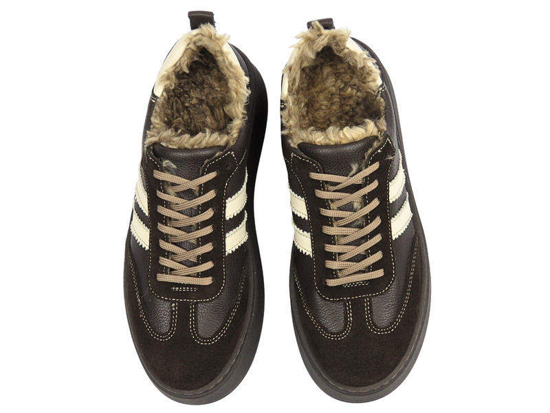 Ocieplane sneakersy damskie Nika Komfort 1703, brązowe