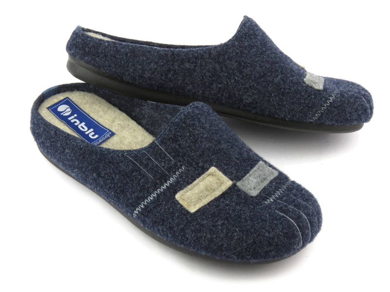 Kapcie męskie filcowe - INBLU 155M014, granatowe