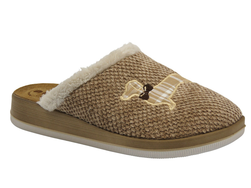 Miękkie kapcie damskie ze skórzaną wkładką beżowe Inblu CT-42