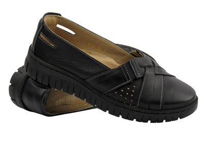 Półbuty damskie wsuwane czarne Helios Komfort 435