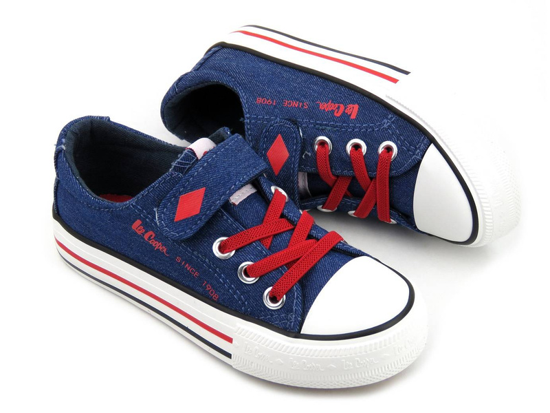 Trampki dziecięce na rzep - LEE COOPER 22-44-0801K, jeans