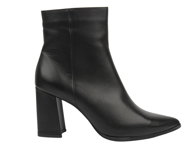 Eleganckie botki damskie na obcasie - VENEZIA L006LEBLOBB034, czarne na suwak