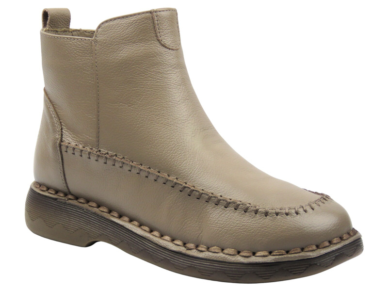 Lekkie, Wygodne Botki Damskie - Cambell 25-15304 Khaki Na Zamek