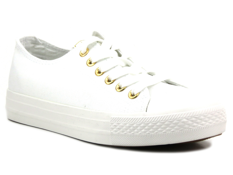 Jednolite, białe trampki damskie - NEWS 9SP30-1141, białe