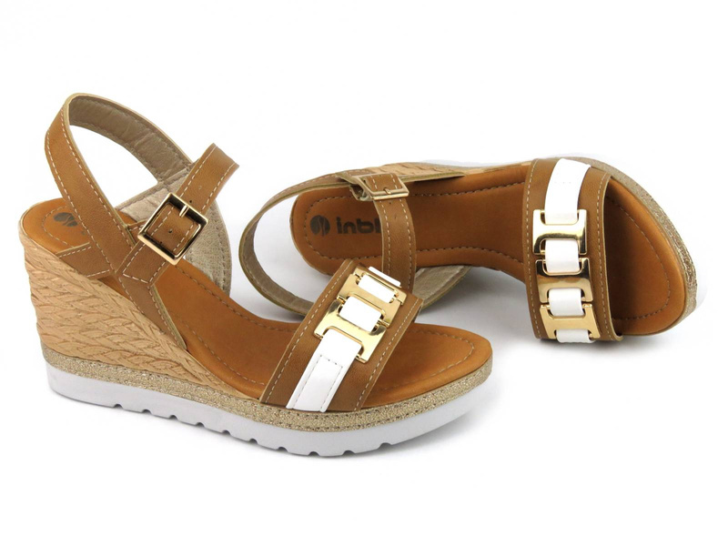 Sandały damskie na koturnie - Inblu FG-35, brązowe