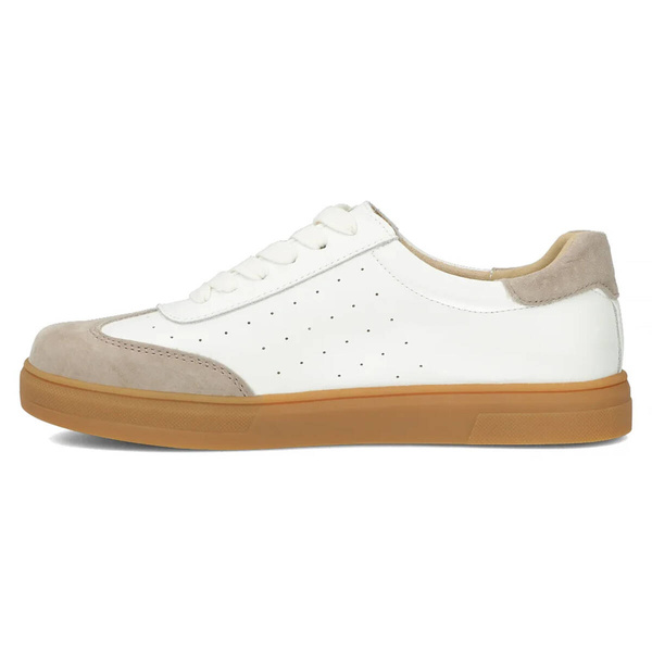 Skórzane sneakersy damskie - Filippo DP6128/24, biało-beżowe