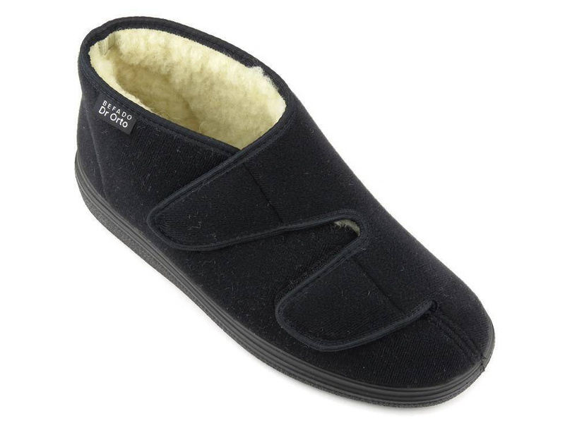 Zimowe kapcie damskie z wełną - Befado dr Orto 986D011, czarne
