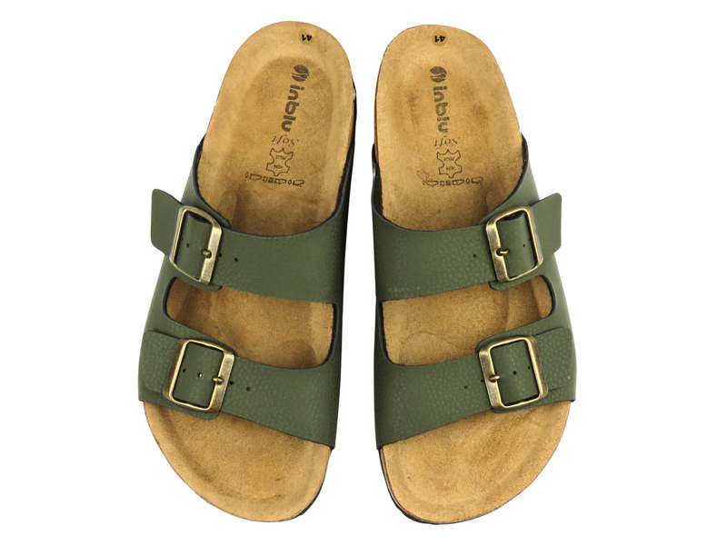 Klapki męskie z klamrami zielone INBLU NU-09